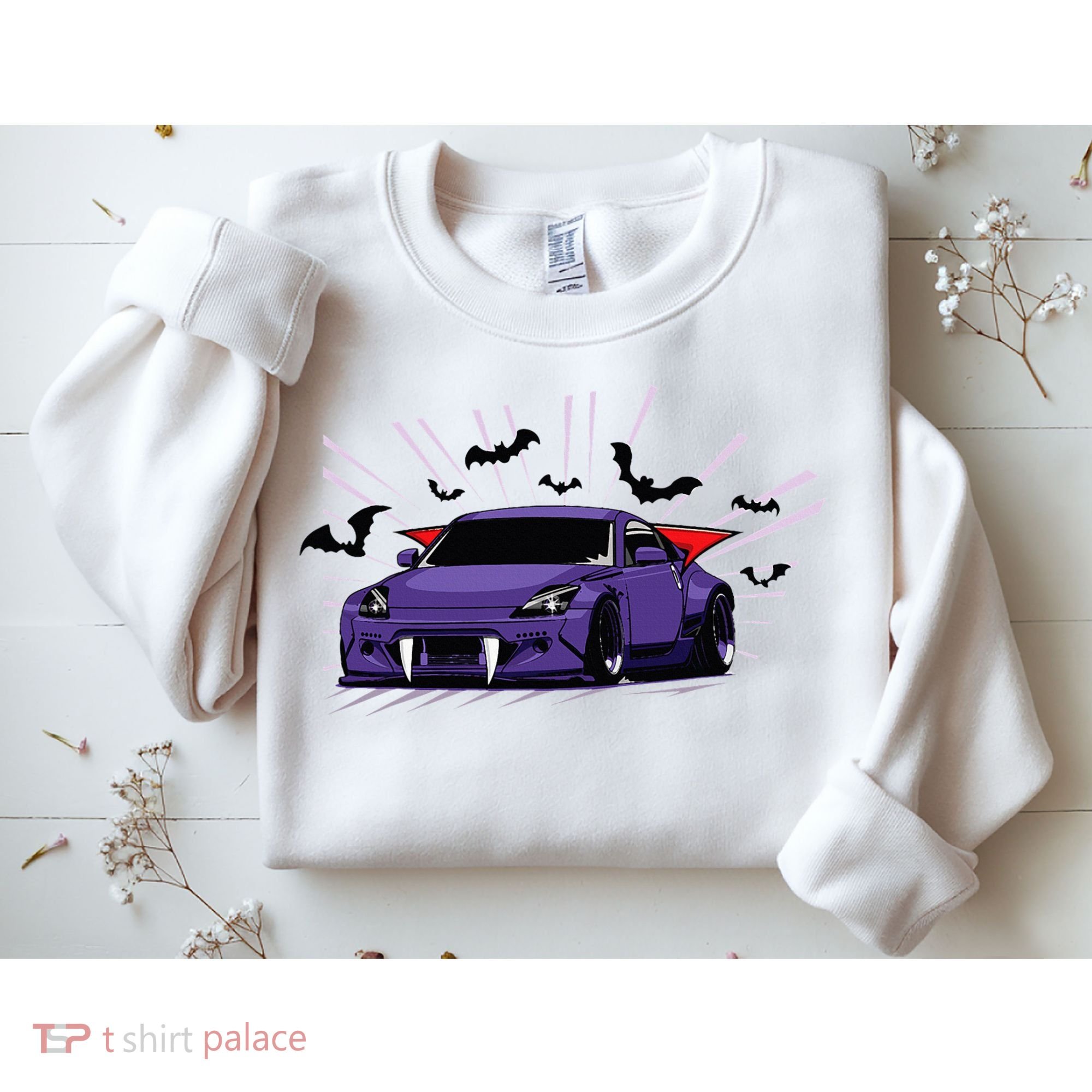 Spooky Halloween Jdm 350z Z33 Vampire Drift Car Illustrated Sweatshirt