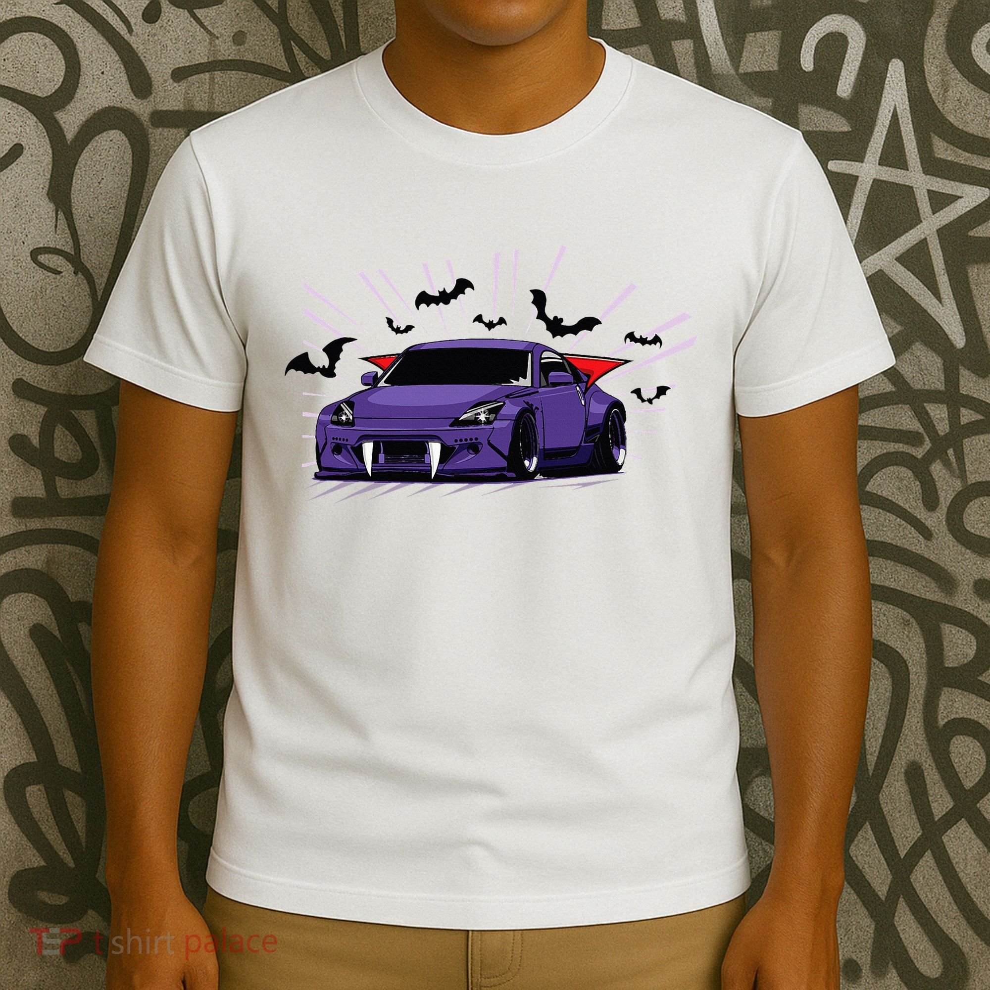 Spooky Halloween Jdm 350z Z33 Vampire Drift Car Illustrated T-Shirt