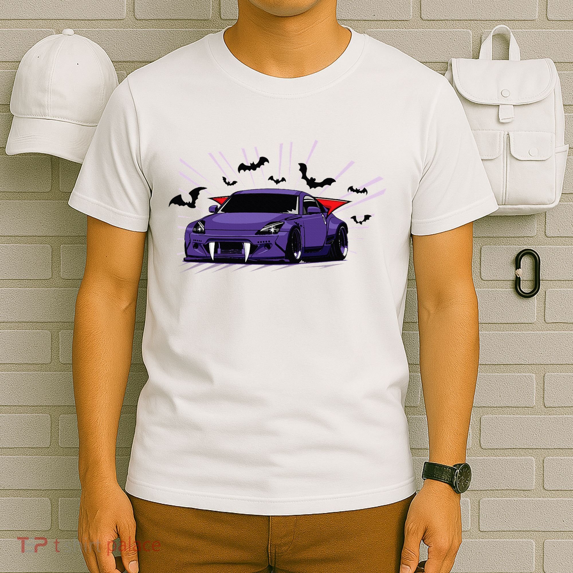Spooky Halloween Jdm 350z Z33 Vampire Drift Car Illustrated T-Shirt