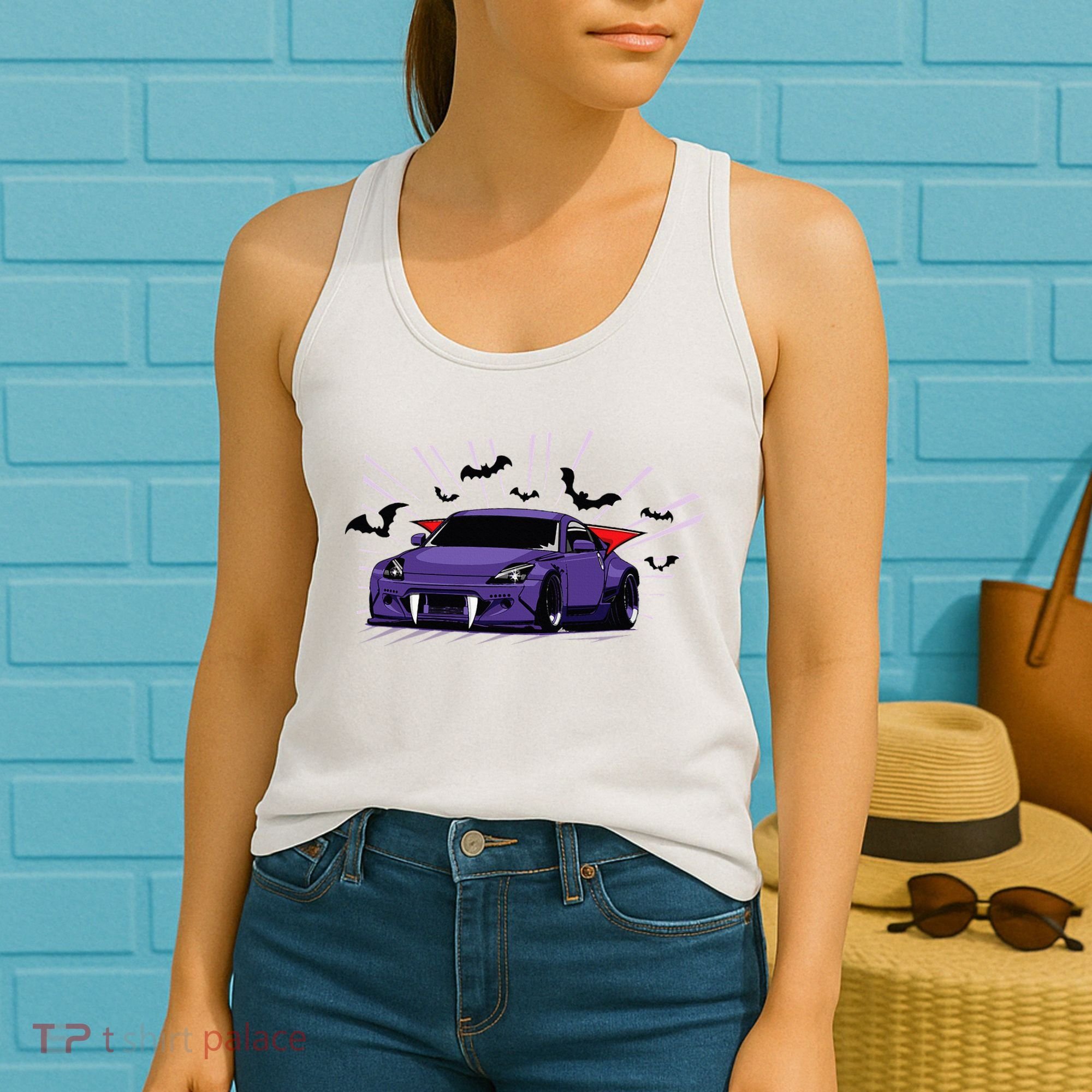 Spooky Halloween Jdm 350z Z33 Vampire Drift Car Illustrated Women's Tank Top