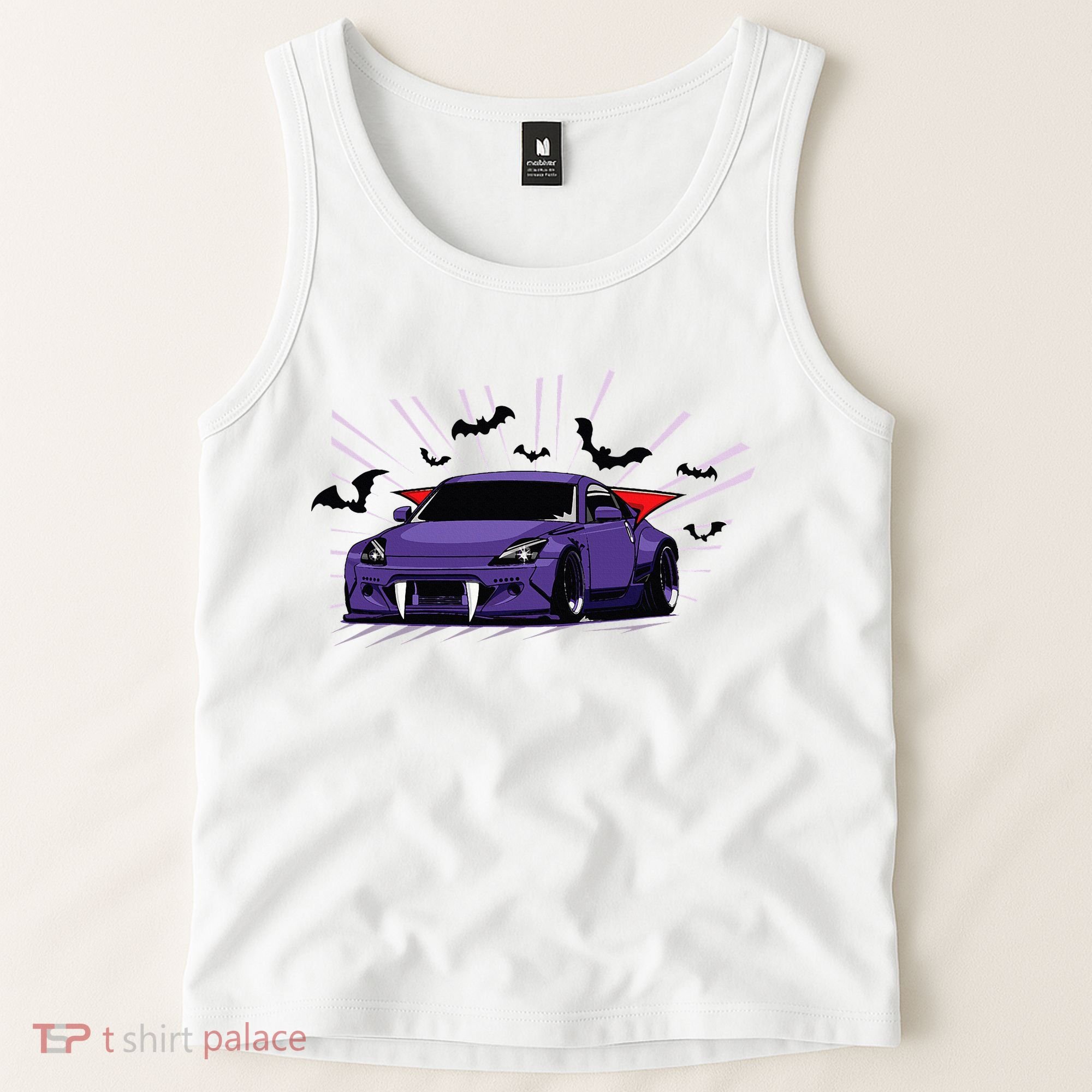 Spooky Halloween Jdm 350z Z33 Vampire Drift Car Illustrated Tank Top