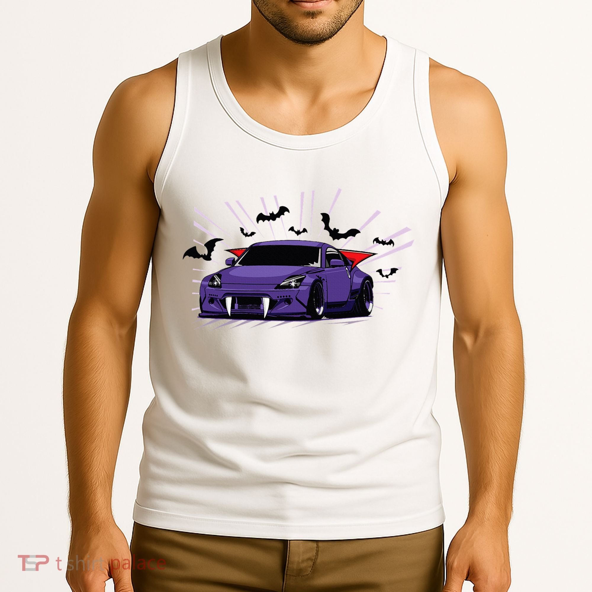 Spooky Halloween Jdm 350z Z33 Vampire Drift Car Illustrated Tank Top