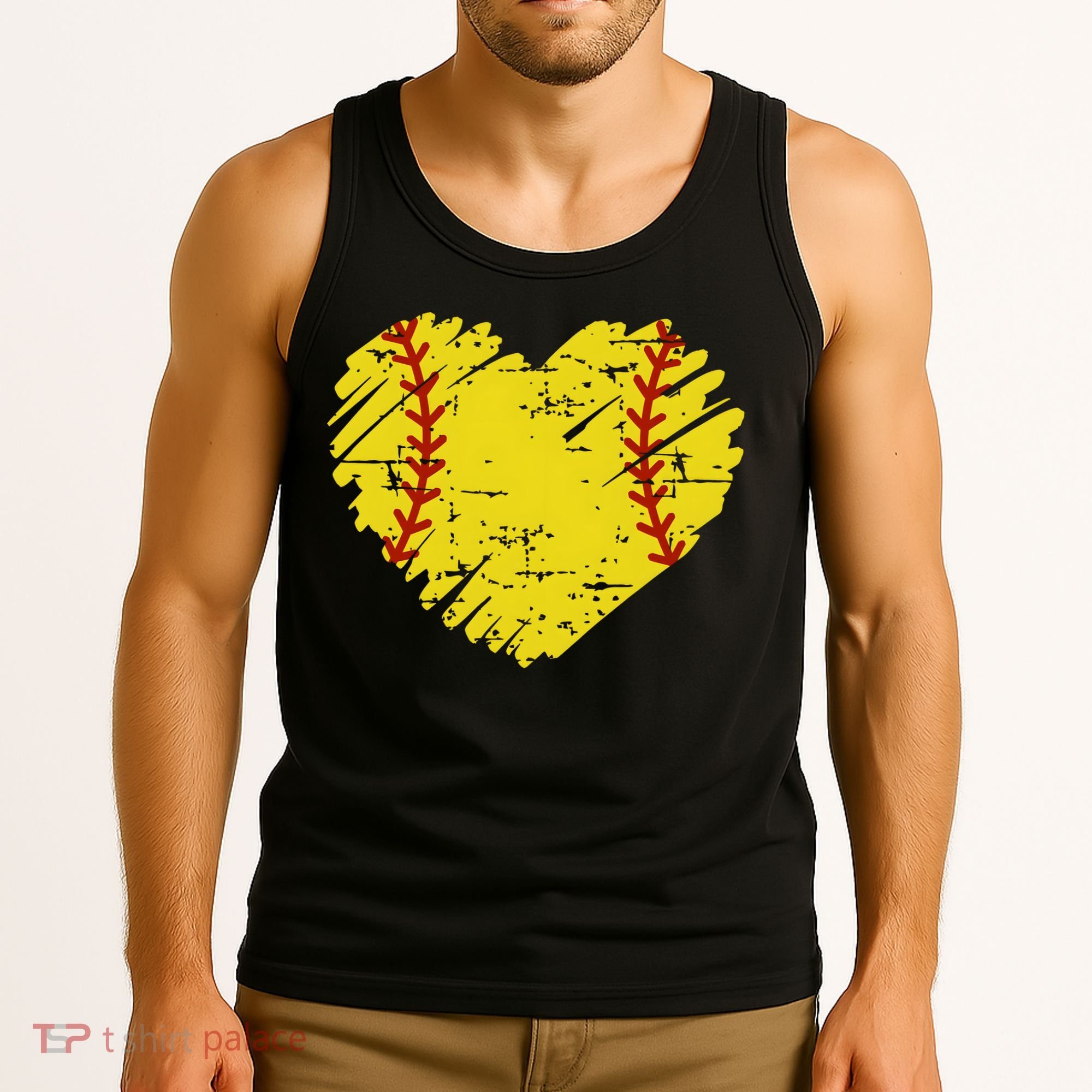 Softball Heart Lover Sporty Sport Tank Top