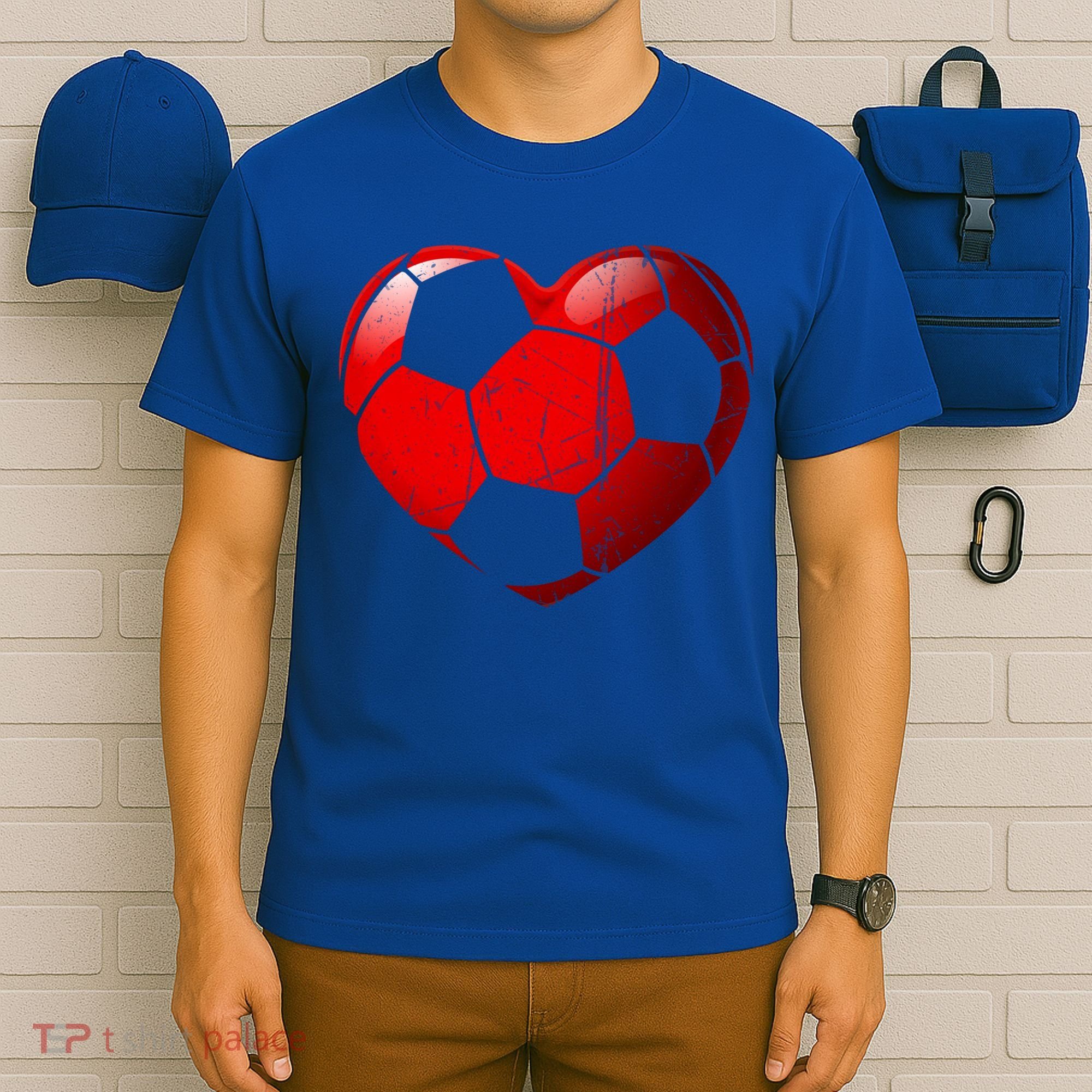 Soccer Heart Love Valentines Day Sport Player Boy Girls Cute Gift T-Shirt