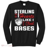 Stealing Hearts Like I Steal Bases Baseball Valentine's Day Sweatshirt thumb 0