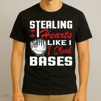 Stealing Hearts Like I Steal Bases Baseball Valentine's Day T-Shirt thumb 3