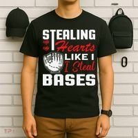 Stealing Hearts Like I Steal Bases Baseball Valentine's Day T-Shirt thumb 6