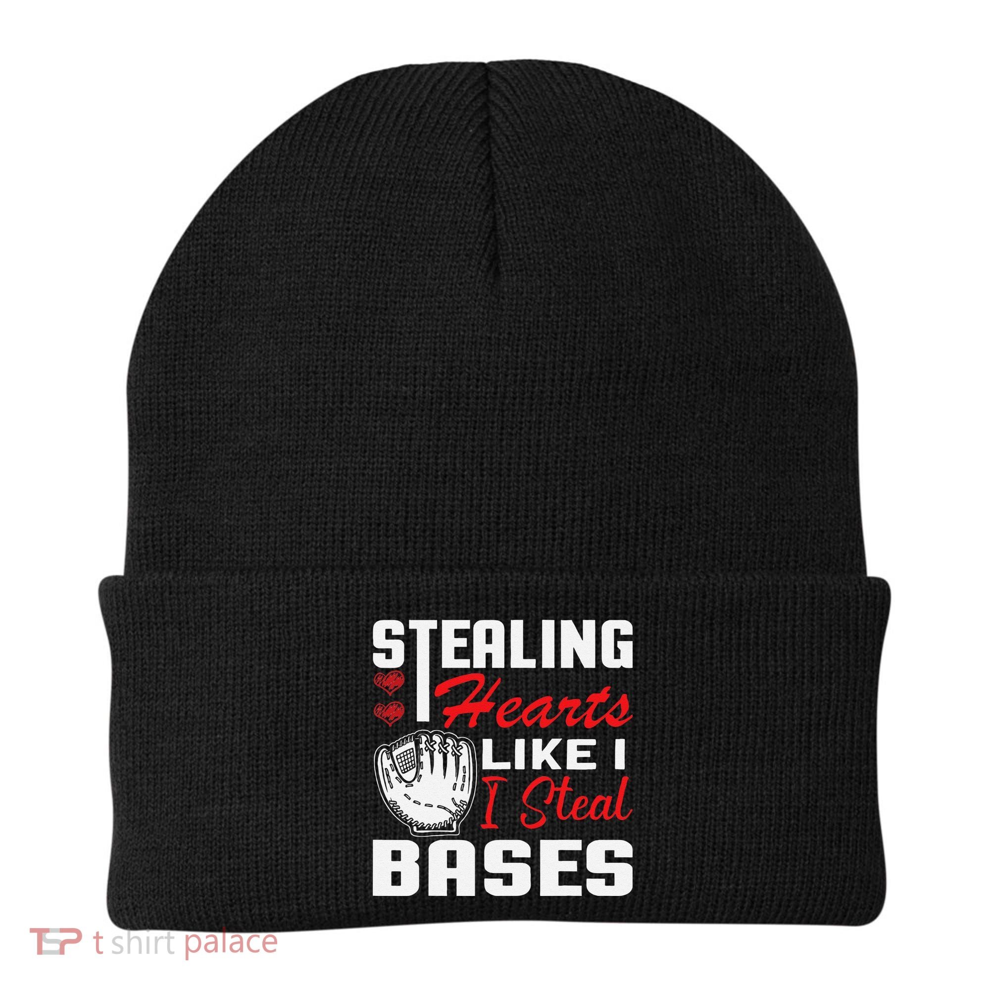 Stealing Hearts Like I Steal Bases Baseball Valentine's Day Beanie