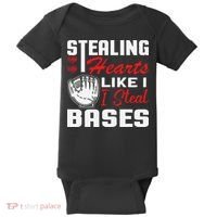 Stealing Hearts Like I Steal Bases Baseball Valentine's Day Baby Bodysuit thumb 0