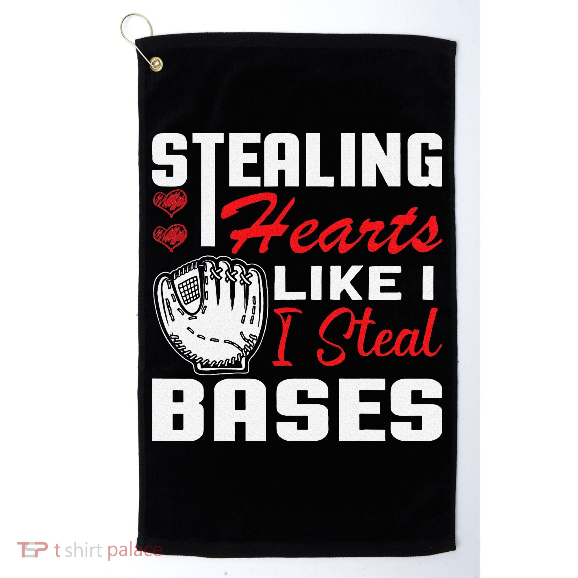 Stealing Hearts Like I Steal Bases Baseball Valentine's Day Golf Towel