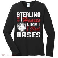 Stealing Hearts Like I Steal Bases Baseball Valentine's Day Women's Long Sleeve Shirt thumb 0