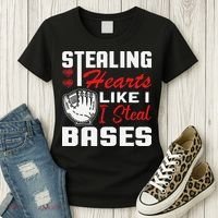 Stealing Hearts Like I Steal Bases Baseball Valentine's Day Women's T-Shirt thumb 3