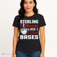 Stealing Hearts Like I Steal Bases Baseball Valentine's Day Women's T-Shirt thumb 4