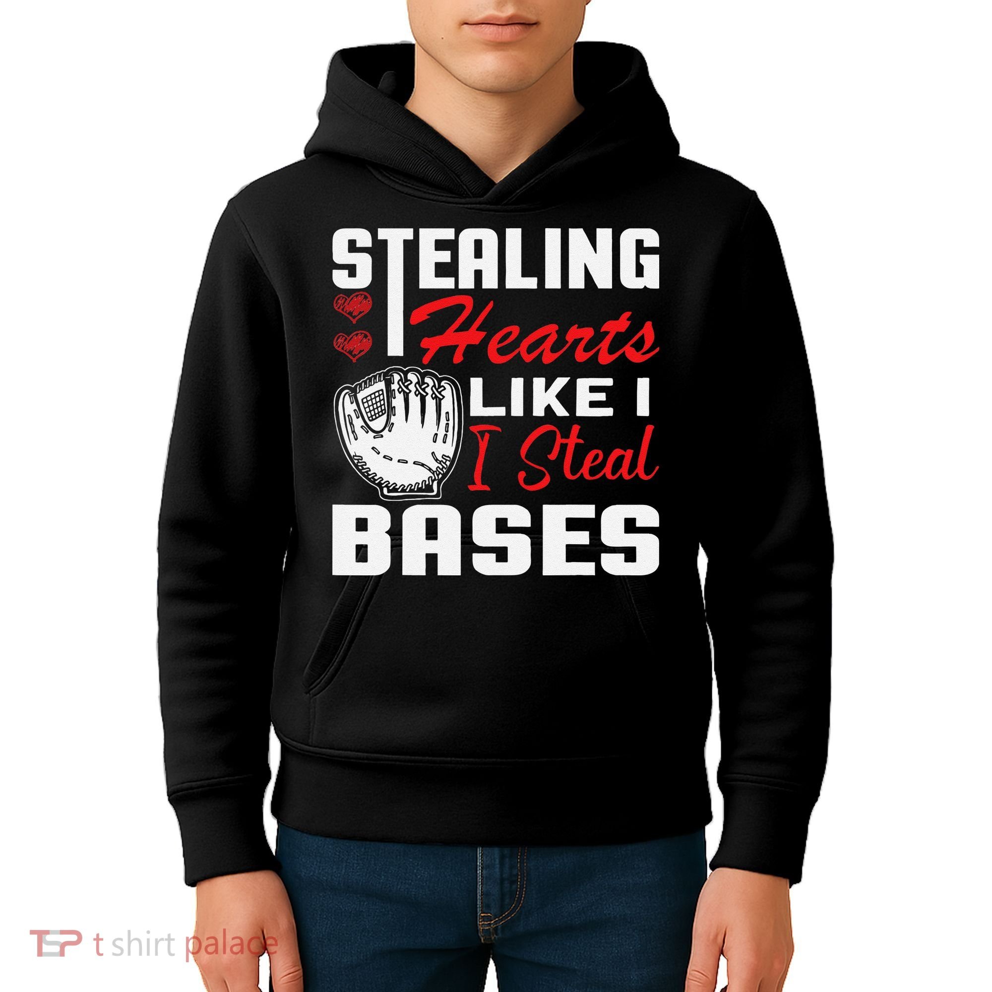 Stealing Hearts Like I Steal Bases Baseball Valentine's Day Kids Hoodie
