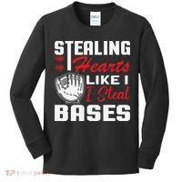 Stealing Hearts Like I Steal Bases Baseball Valentine's Day Kids Long Sleeve Shirt thumb 0