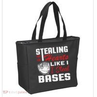 Stealing Hearts Like I Steal Bases Baseball Valentine's Day Tote Bag thumb 2