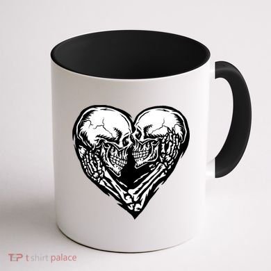 Skull Heart Love Coffee Mug back