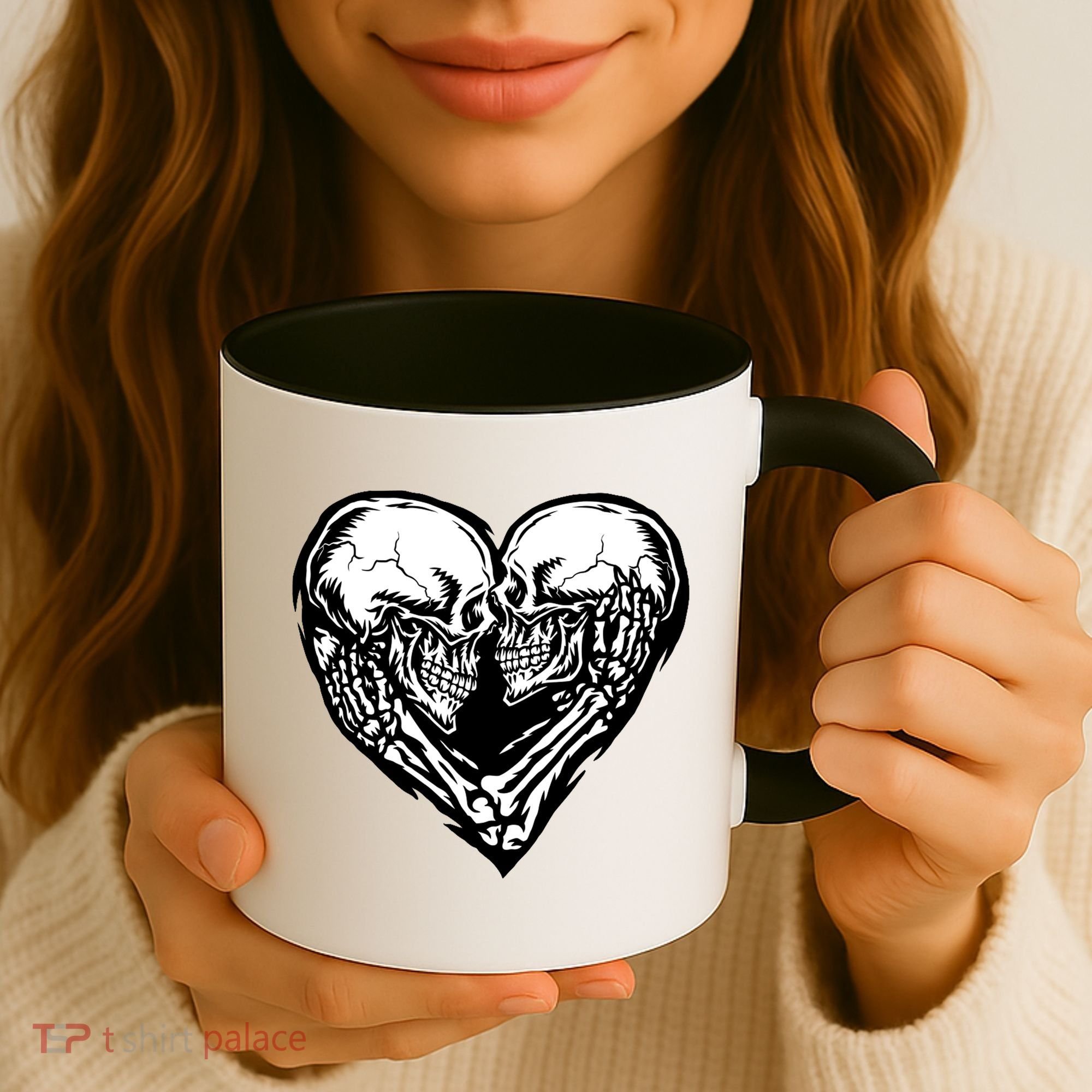Skull Heart Love Coffee Mug