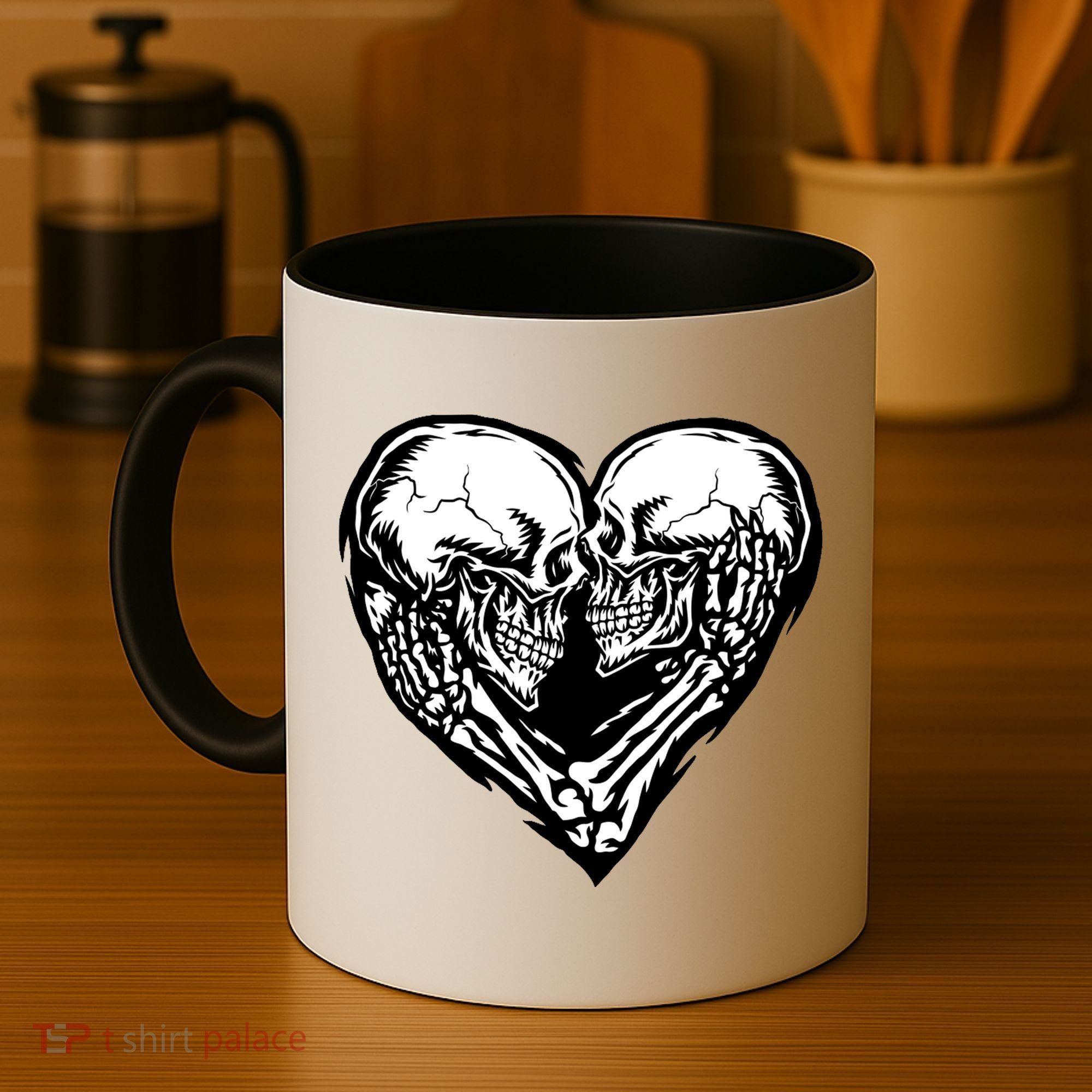 Skull Heart Love Coffee Mug