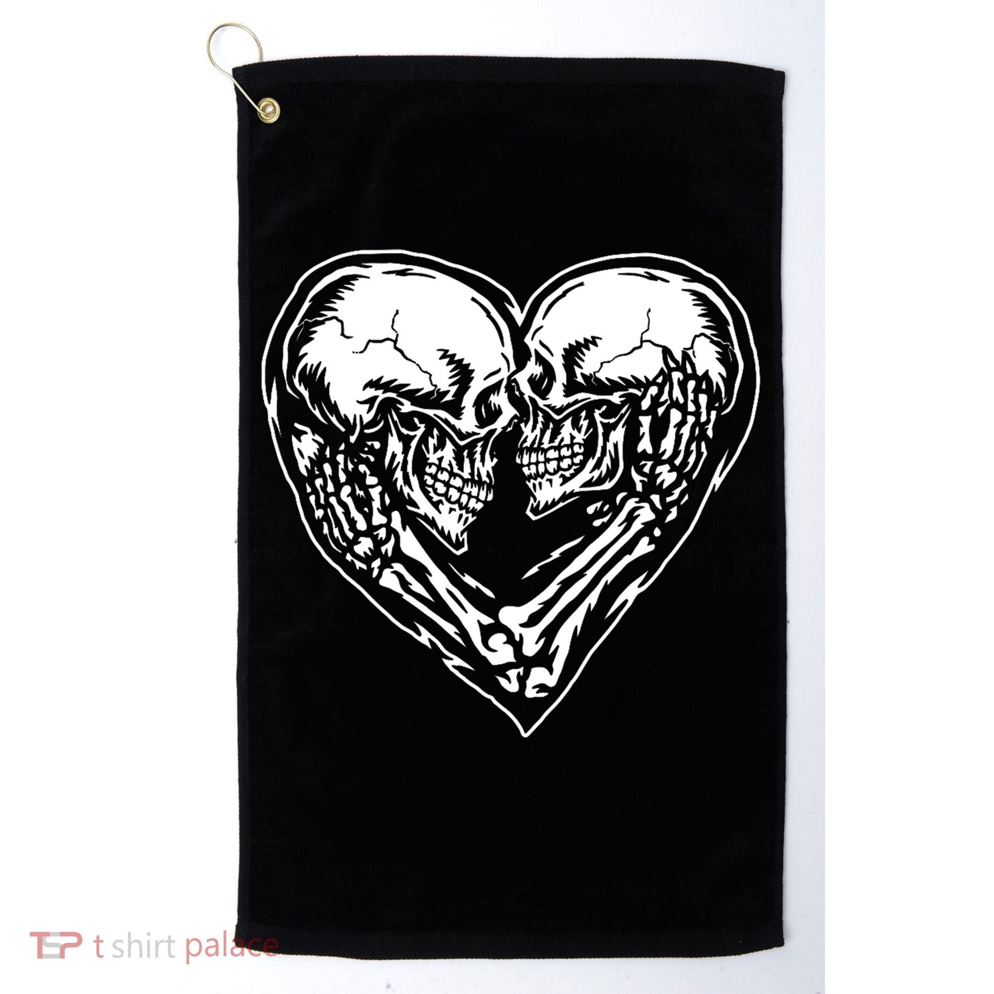 Skull Heart Love Golf Towel