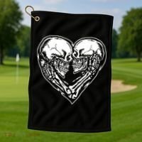 Skull Heart Love Golf Towel thumb 1