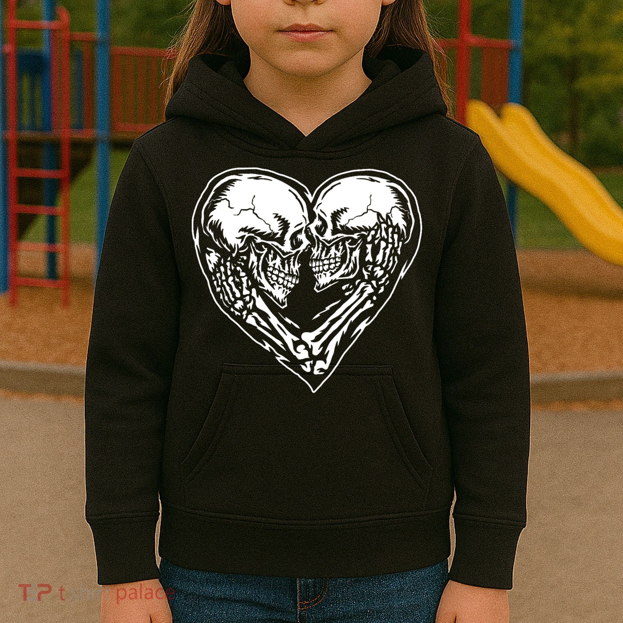 Skull Heart Love Kids Hoodie