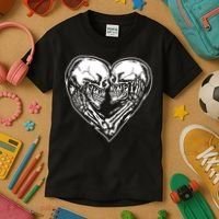 Skull Heart Love Kids T-Shirt thumb 3