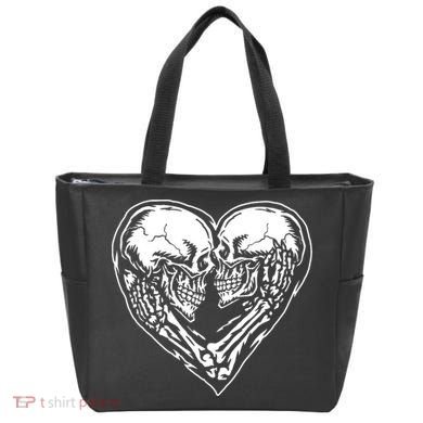 Skull Heart Love Tote Bag