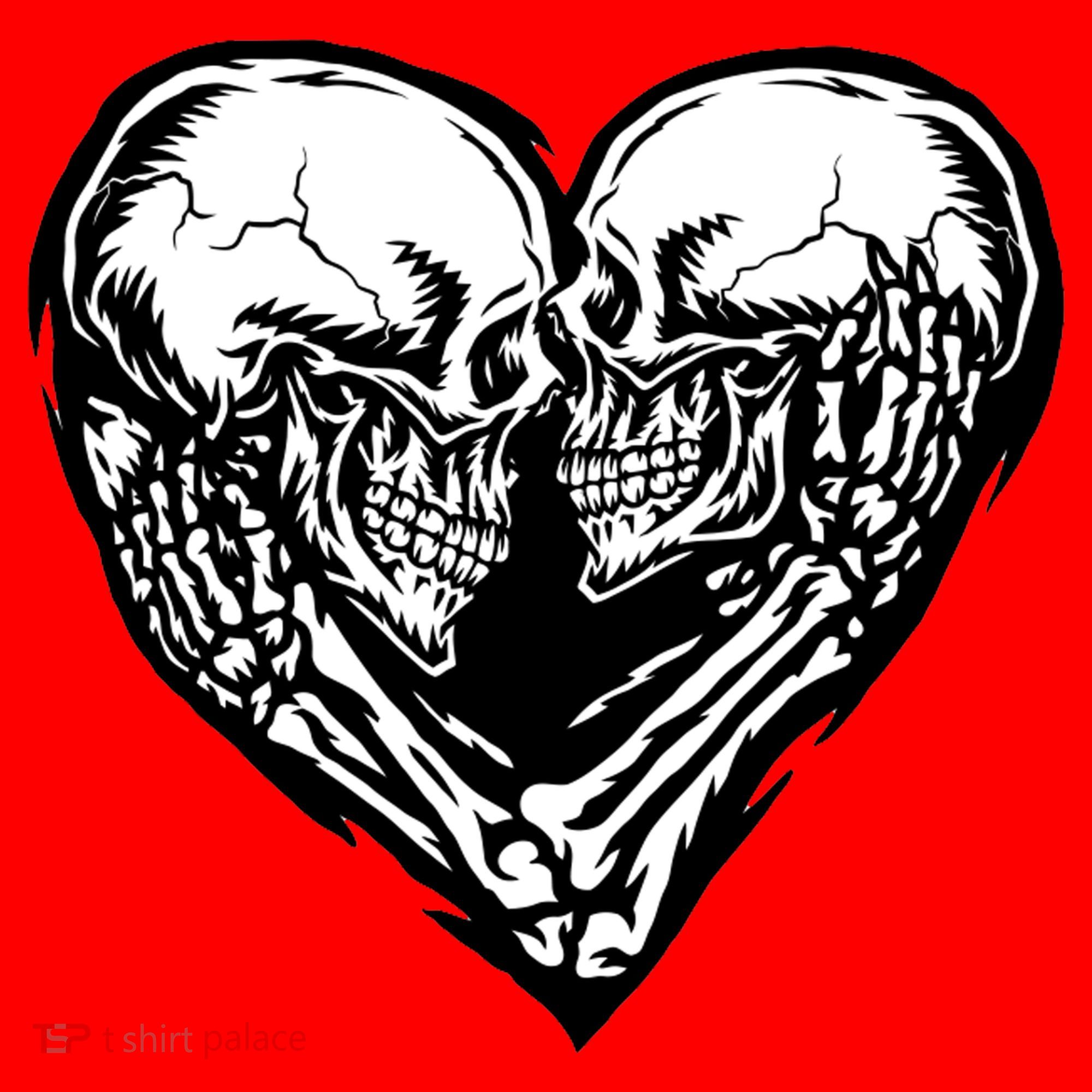 Skull Heart Love Santa Hat