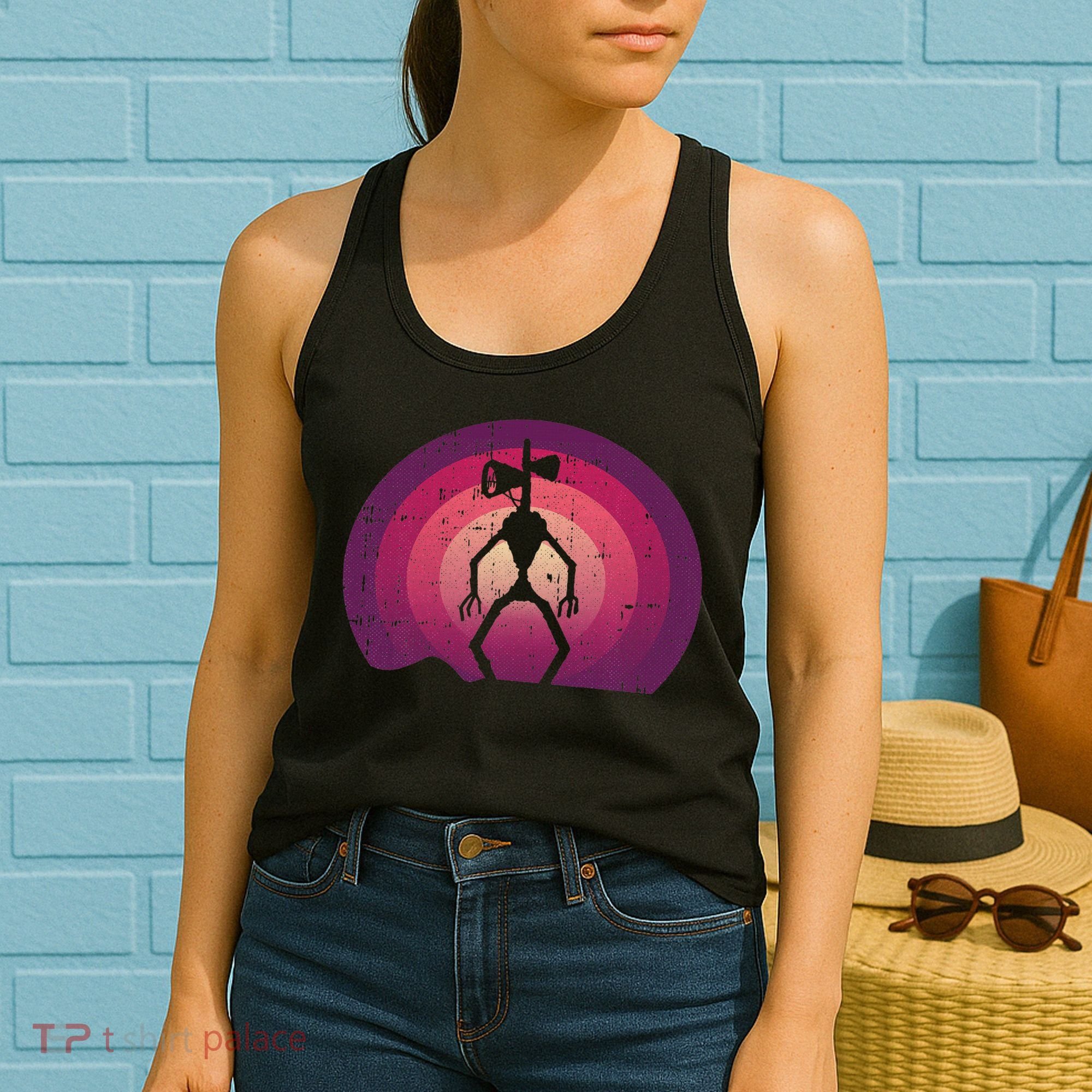 Siren Head Lazy Halloween Costume Retro Cryptid Creepy Women's Tank Top