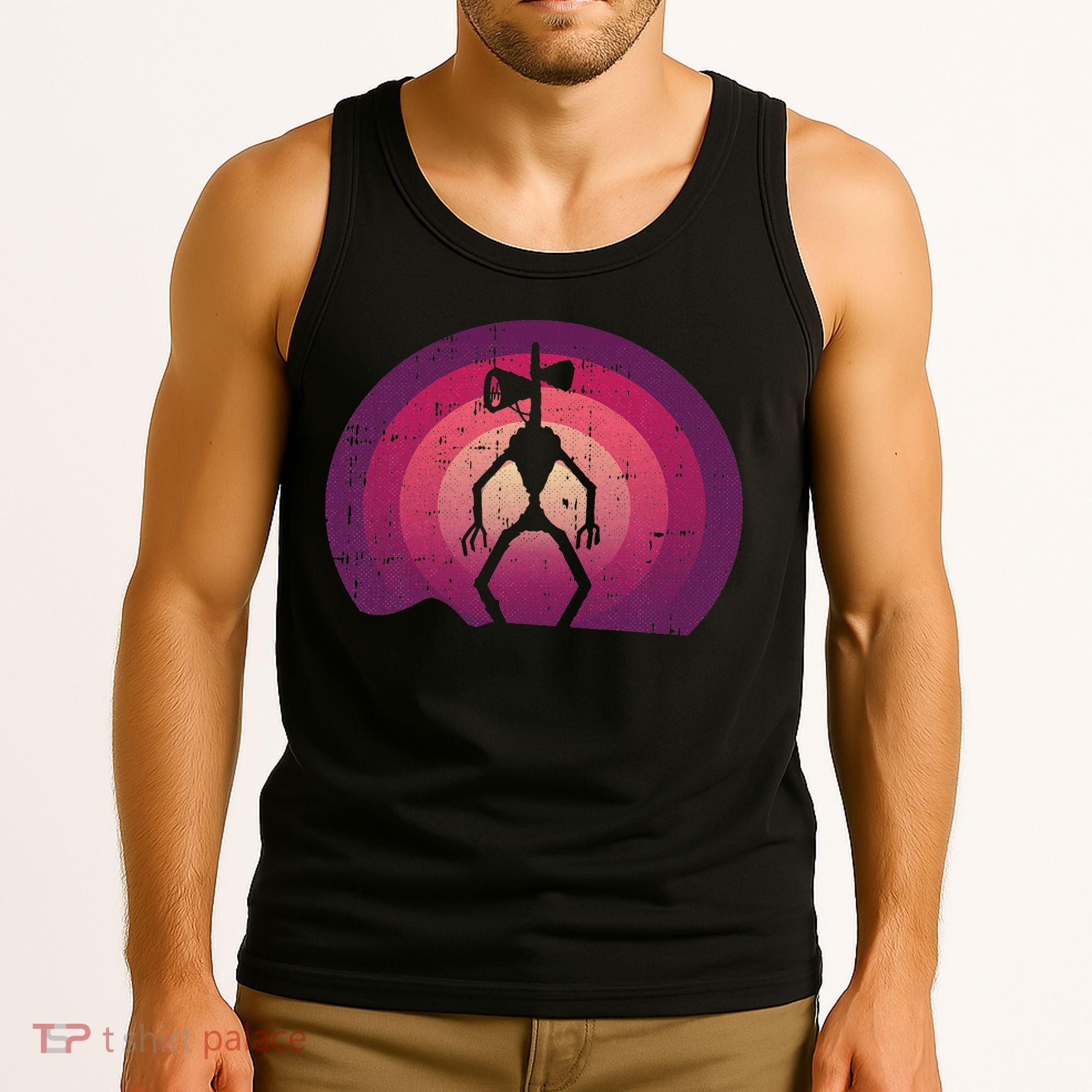 Siren Head Lazy Halloween Costume Retro Cryptid Creepy Tank Top