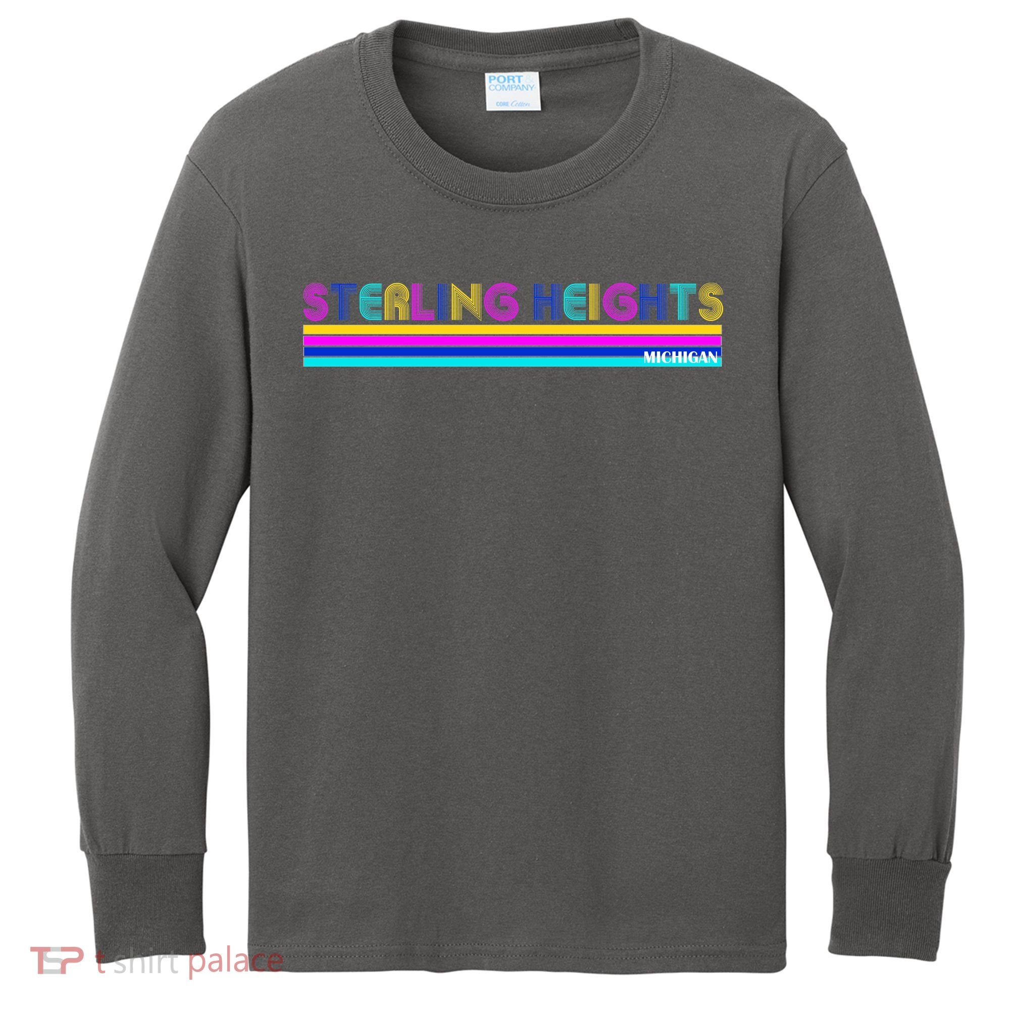 Sterling Heights Michigan Retro Kids Long Sleeve Shirt