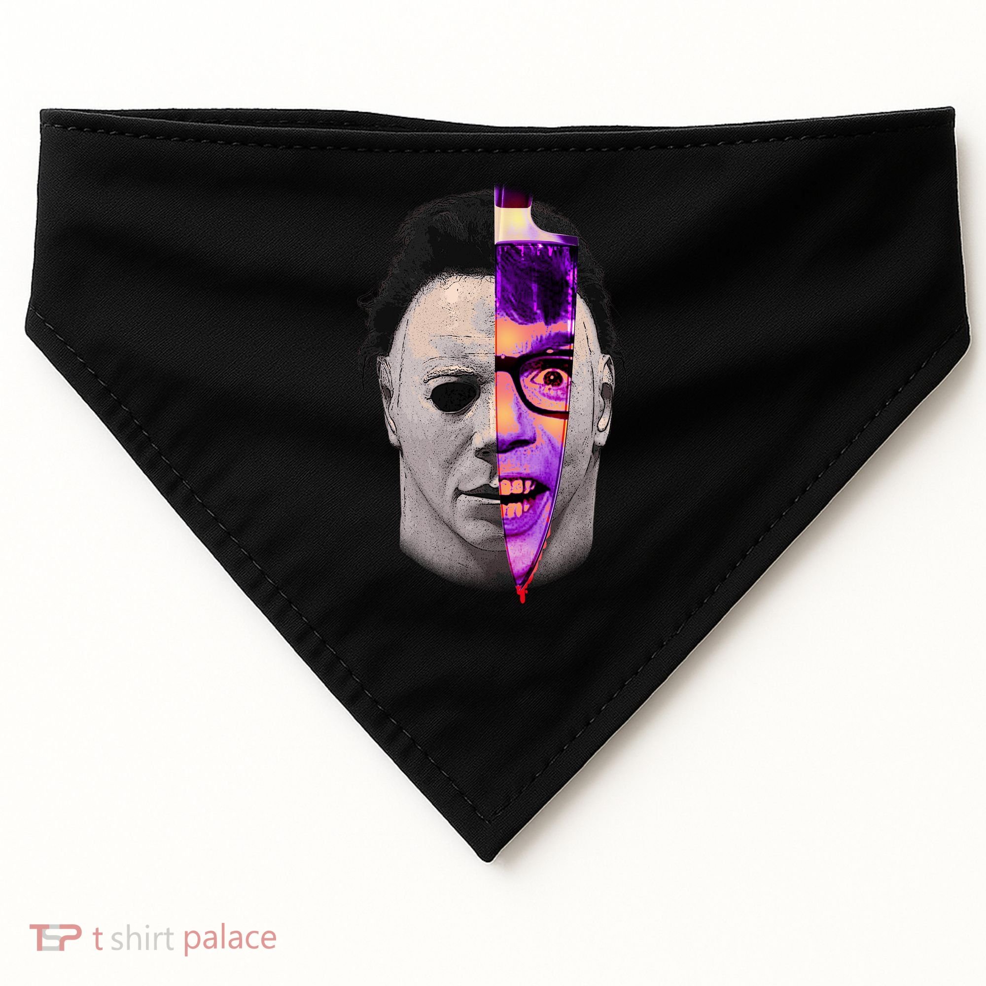 Scary Halloween Mask And Knife USA-Made Doggie Bandana