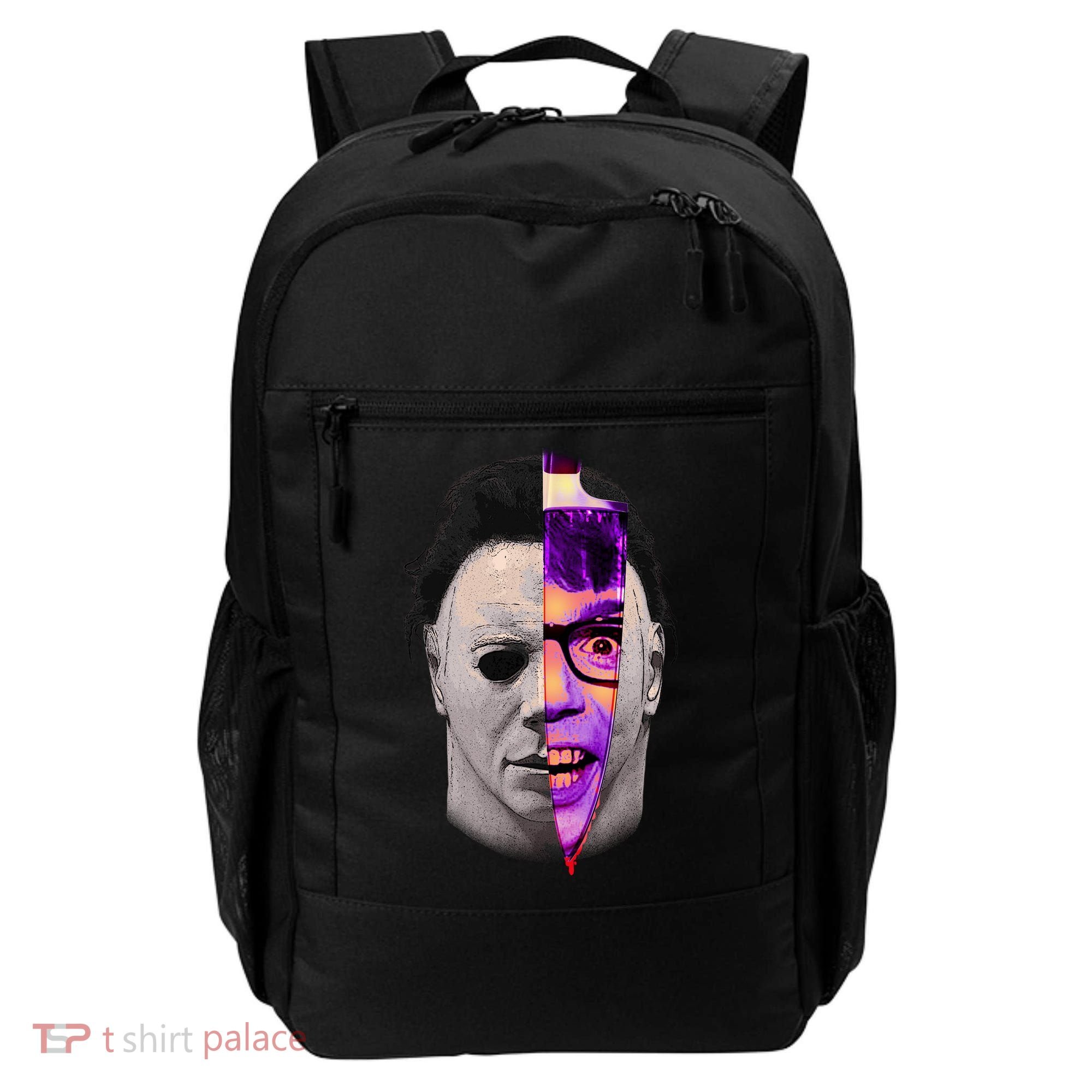 Scary Halloween Mask And Knife Backpack