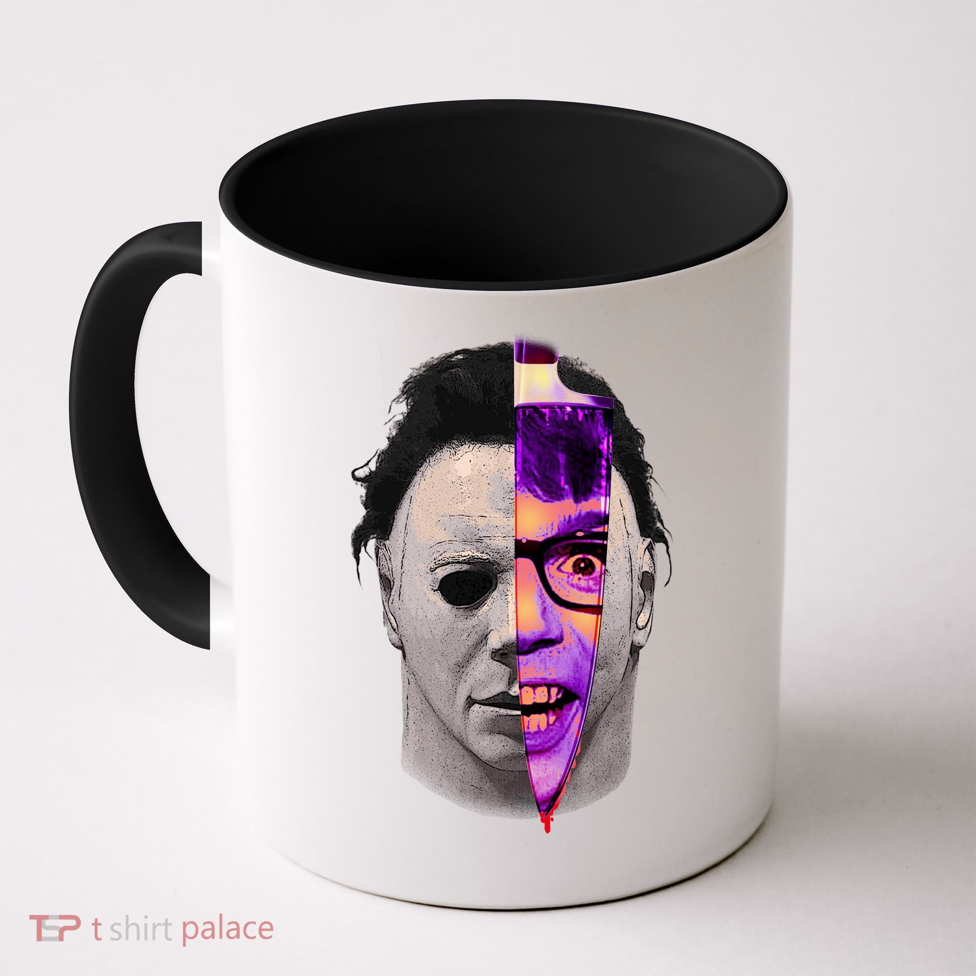 Scary Halloween Mask And Knife Coffee Mug