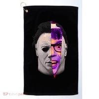 Scary Halloween Mask And Knife Golf Towel thumb 0