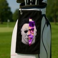 Scary Halloween Mask And Knife Golf Towel thumb 2