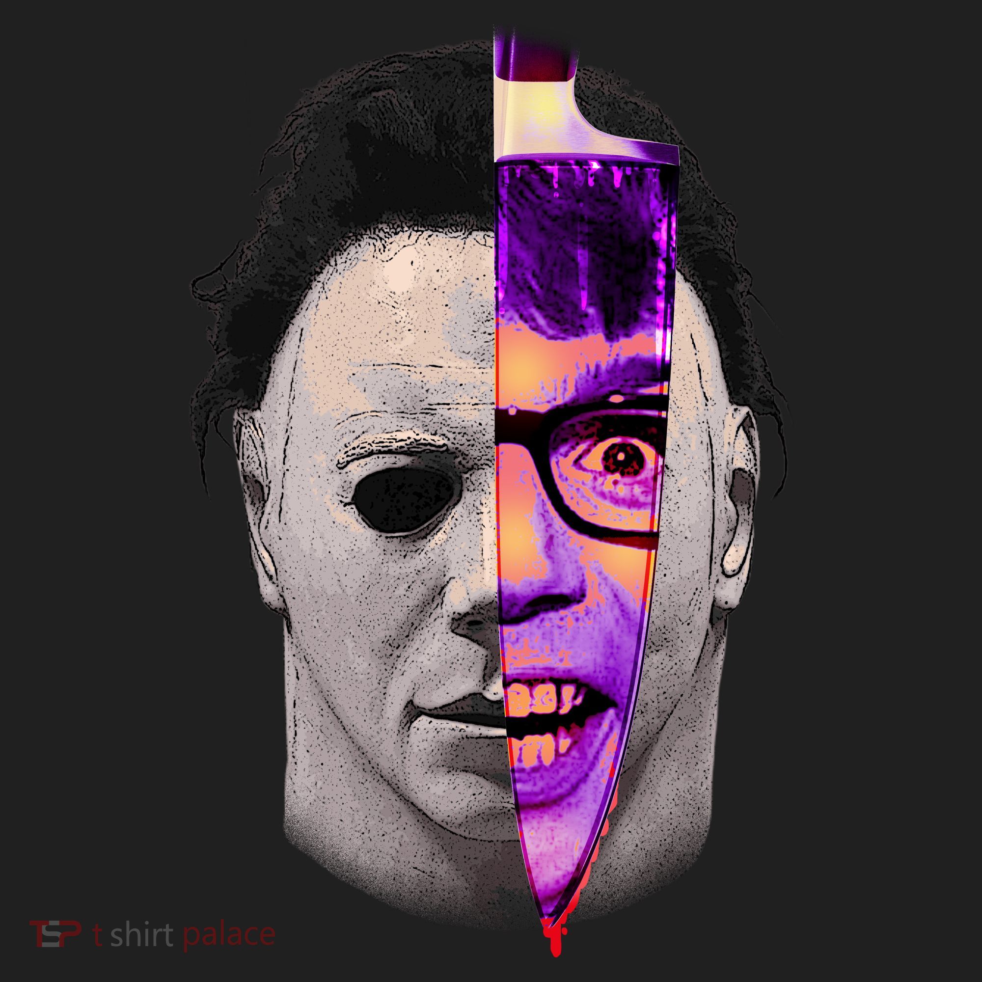 Scary Halloween Mask And Knife Golf Towel