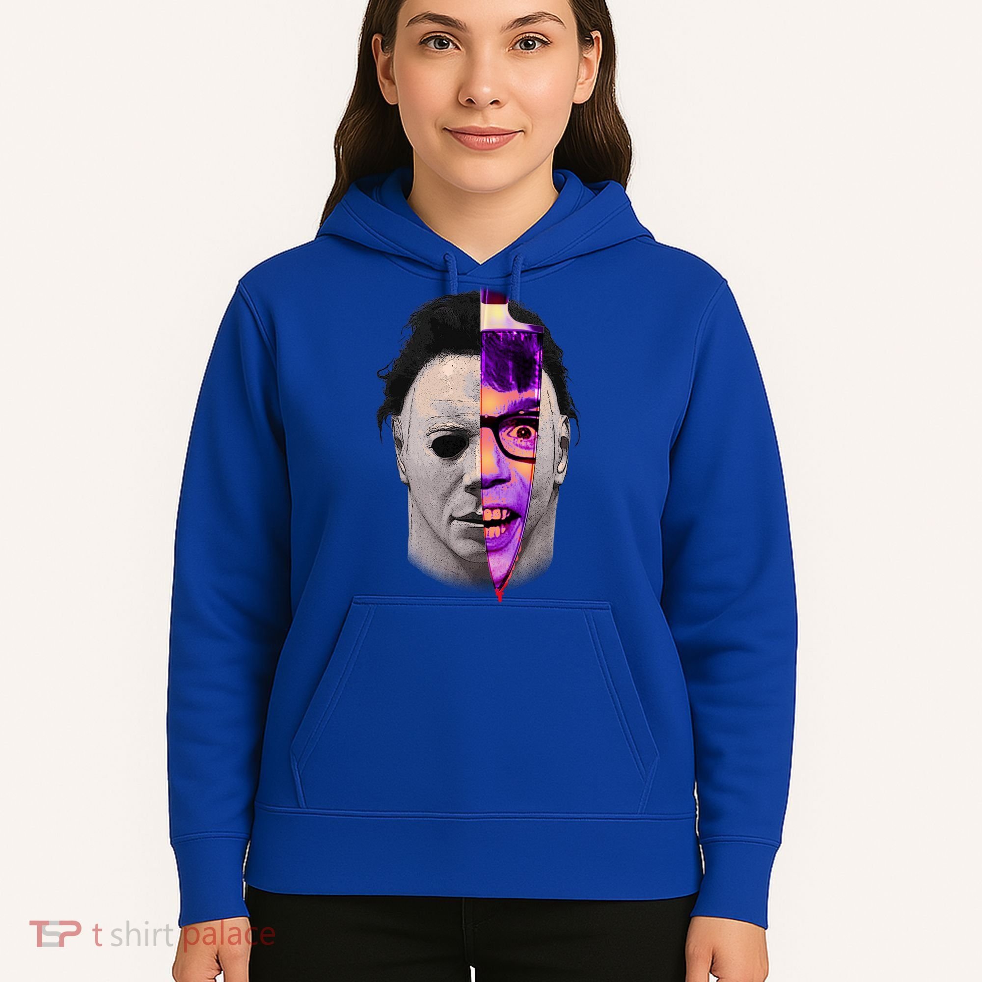 Scary Halloween Mask And Knife Hoodie