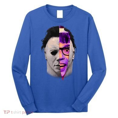 Scary Halloween Mask And Knife Long Sleeve Shirt