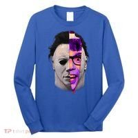 Scary Halloween Mask And Knife Long Sleeve Shirt thumb 0