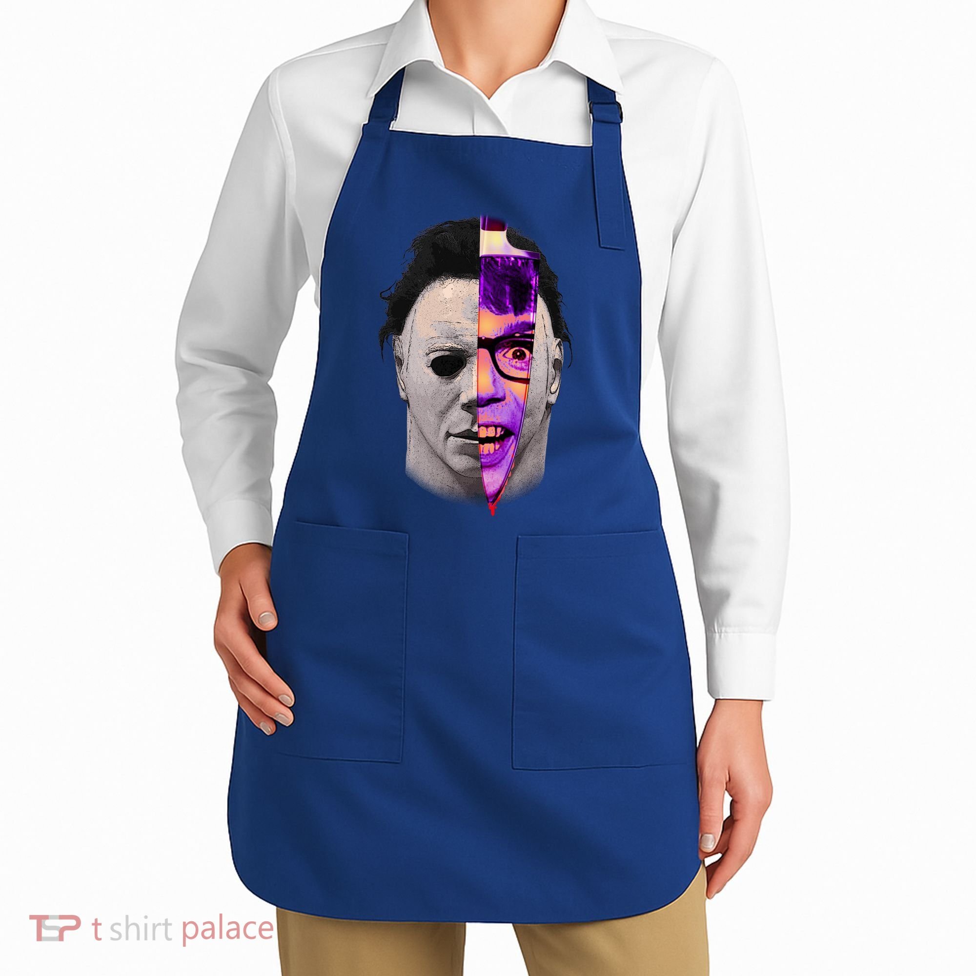 Scary Halloween Mask And Knife Apron