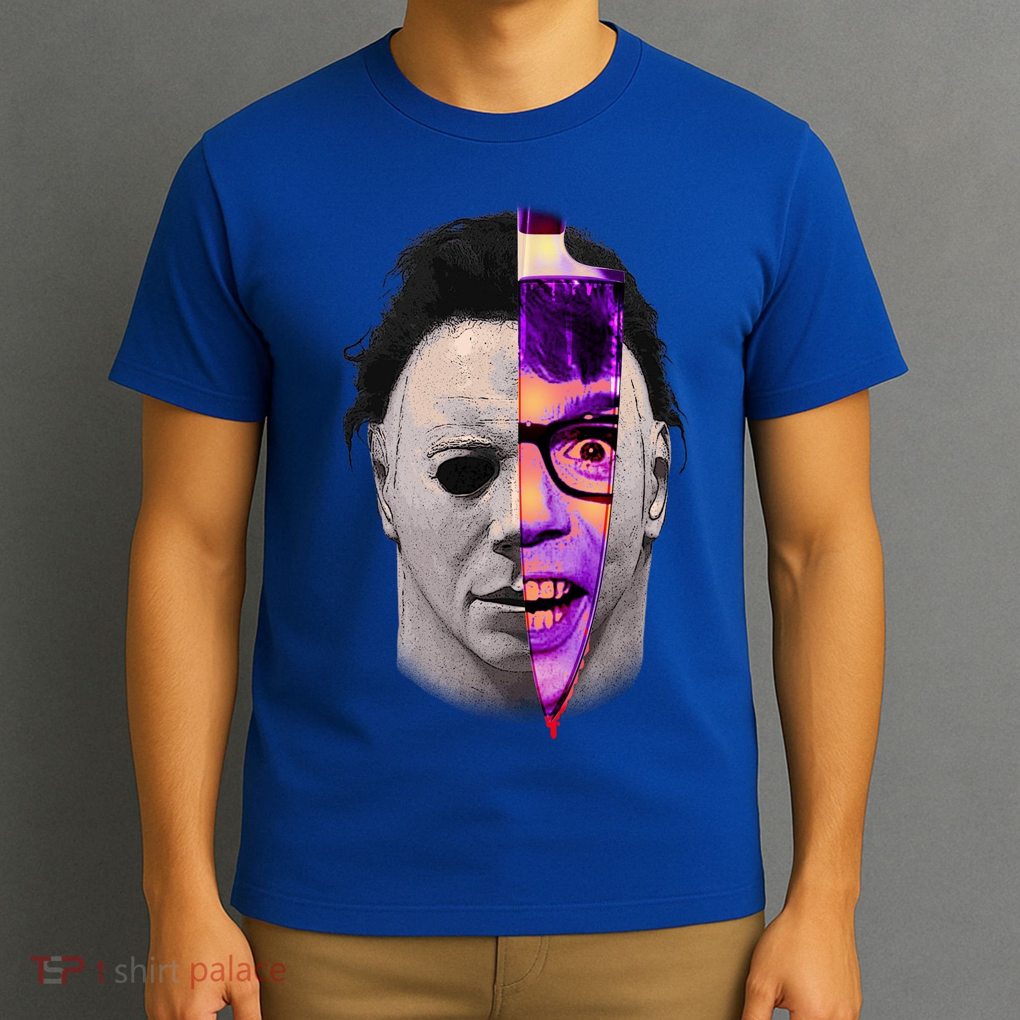 Scary Halloween Mask And Knife T-Shirt