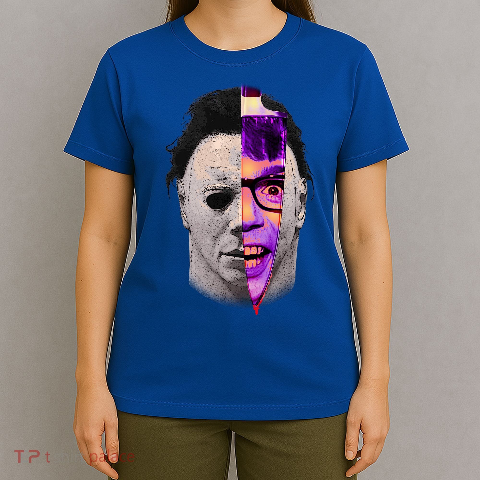 Scary Halloween Mask And Knife T-Shirt