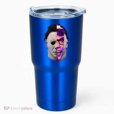 Scary Halloween Mask And Knife Tumbler