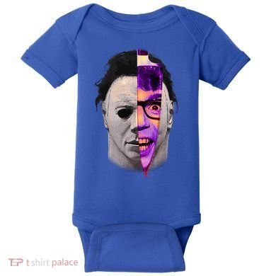 Scary Halloween Mask And Knife Baby Bodysuit