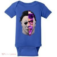 Scary Halloween Mask And Knife Baby Bodysuit thumb 0