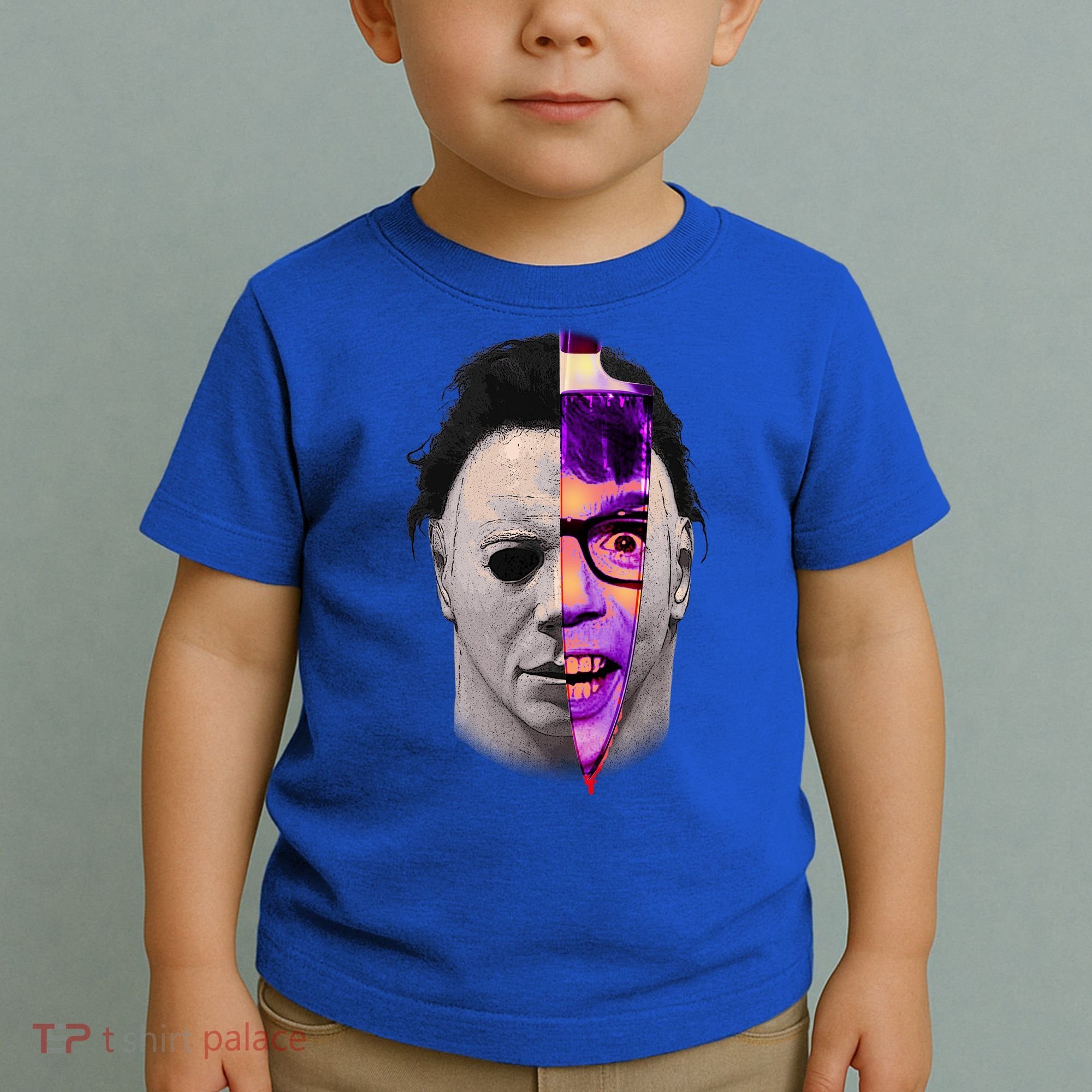 Scary Halloween Mask And Knife Toddler T-Shirt