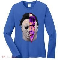 Scary Halloween Mask And Knife Women's Long Sleeve Shirt thumb 0