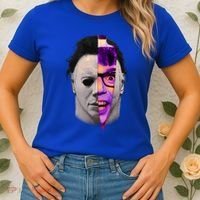 Scary Halloween Mask And Knife Women's T-Shirt thumb 2